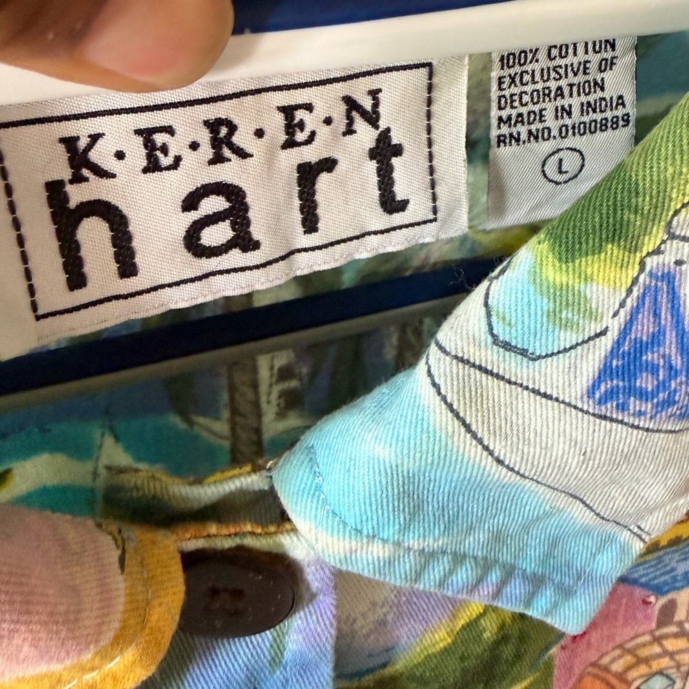 Keren Hart Colorful Scenic Village Print Button Jacket Women’s Large - Picture 4 of 9